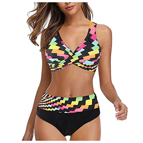 Raopuzi Bikini Set mit Hotpants Push Up BH Damen Bademode Beachwear Gepolsterte Badebekleidung Frauen Neckholder Swimsuit Strandkleidung mit Schwarz und weiß Badeanzüge (Schwarz, XXL) von Raopuzi