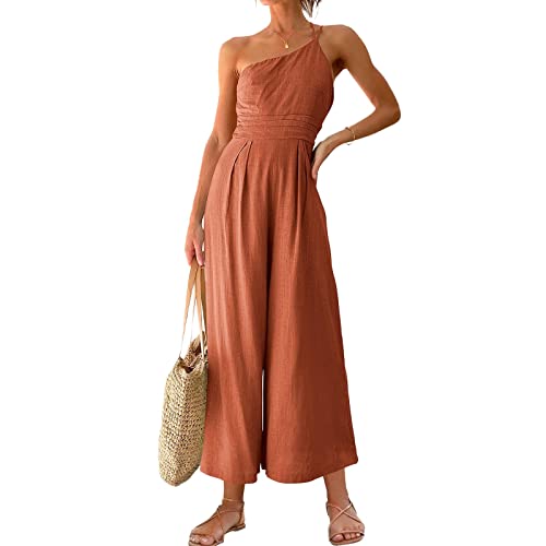 Raopuzi Damen Jumpsuit Frauen Overall One Shoulder Einfarbig Sommer Romper Playsuit Lockerer Sommer Strand Lässiger Ärmellose Hohe Taille Overall Raopuzi Damen Jumpsuit Frauen Overall One Shoulder Einfarbig Sommer Romper Playsuit Lockerer Sommer Strand Lässiger Ärmellose Hohe Taille Overall von Raopuzi