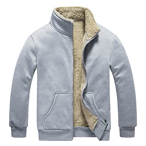 Raopuzi Herren Fleecejacke Stehkragen Winter Jacke Teddyfutter Warm Wintermantel Kuscheljacke Jacke Strickjacke Mit Fleece Innenseite Männer Freizeit Outdoorjacke von Raopuzi