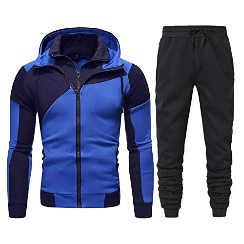 Raopuzi Herren Jogging Anzug Trainingsanzug Sportanzug aus Baumwolle Jogginganzug Jogginganzug Herren Anzug Herren Trainingsanzug Herren Jogginghose Hoodie-Sporthose (Blue, M) von Raopuzi