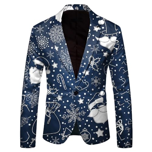 Raopuzi Herren Weihnachtsjacken Hässliche Xmas Sweater Blazer egulär Geschnittener 3D Druck Weihnachten Sakko Weihnacht Sakko mit Muster von Raopuzi