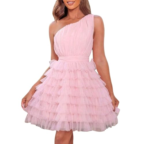 Raopuzi Tüllrock Mittelalterliche Spawnfigur Europäisches Amerikanisches Border Sexy One-Shoulder-Kleid Mit Plissierter Brust Geschichtetem Saum Minirock Lang Silvester Kleid Damen (M) von Raopuzi