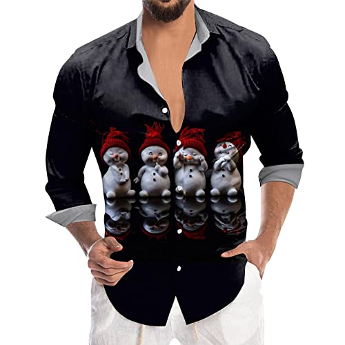 Weihnachtshemd Herren Lustig 3D Druck Weihnachtshemd Herren Hemden Christmas Shirt Freizeithemd Männer Weihnachten Sweatshirt Hemd Lustige Slim Fit Hemden Männer Tops Weihnachten Shirt (M, XXXL) von Raopuzi