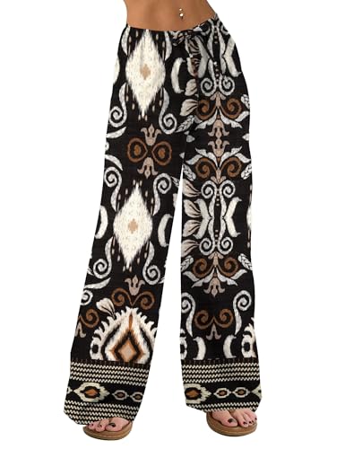 Rapbin Leinenhose Damen Sommerhose Musselin Lang Leichte Palazz Hose Elegant Freizeithose Loose 2025 von Rapbin