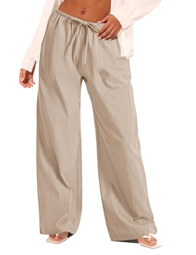 Rapbin Leinenhose Damen Sommerhose Musselin Lang Leichte Palazz Hose Elegant Freizeithose Loose 2025 von Rapbin