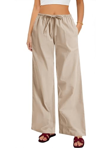 Rapbin Leinenhose Damen Sommerhose Musselin Lang Leichte Palazz Hose Elegant Freizeithose Loose 2025 von Rapbin