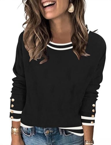 Rapbin Pullover Damen Langarm Elegant Frühjahr Winter Strickpullover Rundhals Pulli Bluse Tops von Rapbin