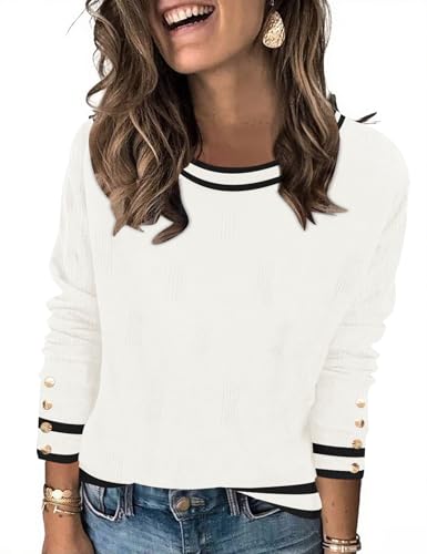 Rapbin Pullover Damen Langarm Elegant Frühjahr Winter Strickpullover Rundhals Pulli Bluse Tops von Rapbin