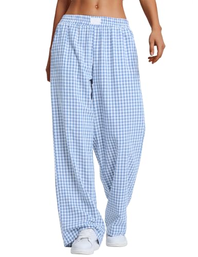 Rapbin Schlafanzughose Damen Lang Sommer 2025 Baumwolle Karierte Schlafhose Weich Freizeithose mit Taschen Rapbin Schlafanzughose Damen Lang Sommer 2025 Baumwolle Karierte Schlafhose Weich Freizeithose mit Taschen von Rapbin