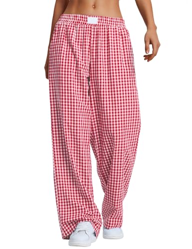 Rapbin Schlafanzughose Damen Lang Sommer 2025 Baumwolle Karierte Schlafhose Weich Freizeithose mit Taschen Rapbin Schlafanzughose Damen Lang Sommer 2025 Baumwolle Karierte Schlafhose Weich Freizeithose mit Taschen von Rapbin
