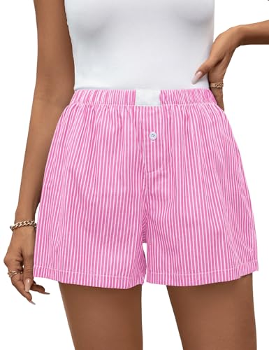 Rapbin Shorts Damen Kurze Schlafhose 2025 Sommer Soft Damen Pyjamahose aus Baumwollstoff mit Taschen von Rapbin