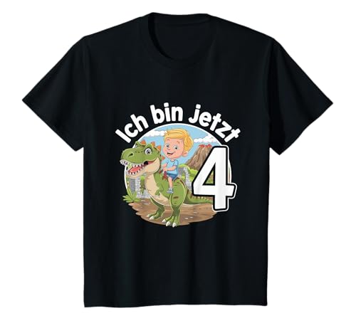 Kinder Jungen 4. Geburtstag Dino Dinosaurier Kinder 4 Jahre T-Shirt von Jungen 4. Geburtstag Dino Dinosaurier