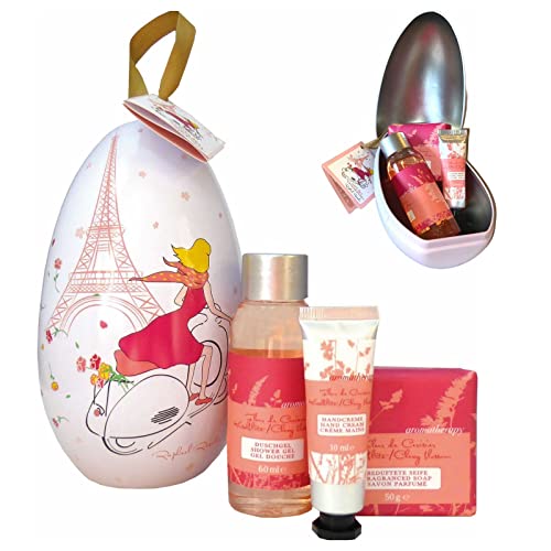 Easter No. 4 - Bade- und Pflegeset mit Kirschblüte (3-teilig) von Raphael Rosalee Cosmetics - Oster-Badegeschenkset mit Osterei gefüllt mit Duschgel, Handcreme & Seife von Raphael Rosalee Cosmetics