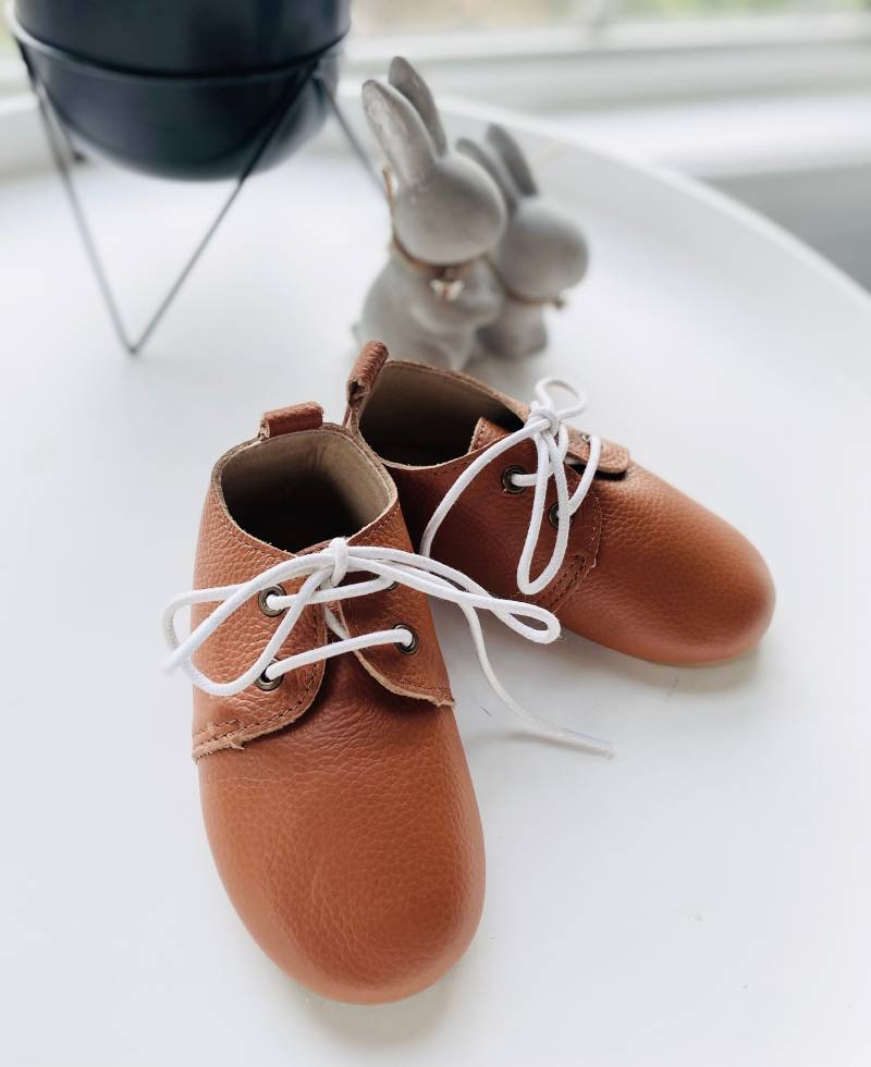 Tan Braun Baby Schuhe Aus Leder Taufe, Hochzeit, Geburtstag von RaphaelJr