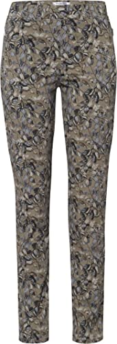 Raphaela by Brax Damen Style Lavina Rundum Schlupf Winter Leaf Print Cotton Super Slim Hose, Sand, 31W / 30L von Raphaela by Brax