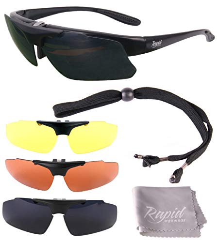 Rapid Eyewear Aviate Pilot Sonnenbrille für Damen und Herren mit Sehstärke Optionen und Wechselgläser. Rx Rahmen für Brillenträger. UV Schutz 400. Entsprechen den Empfehlungen der Luftfahrtbehörde von Rapid Eyewear
