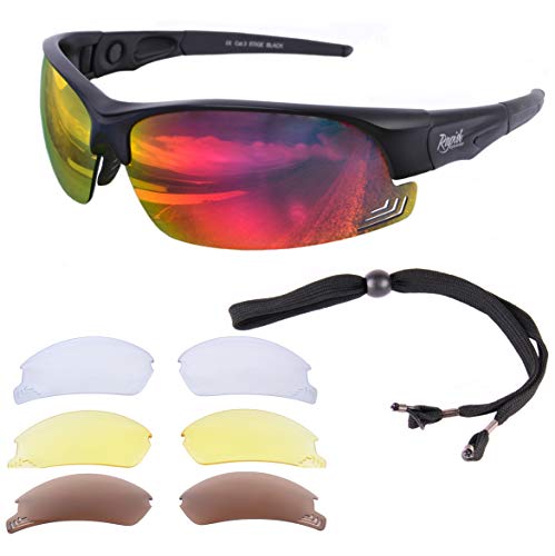 Rapid Eyewear Edge Schwarz RADSPORT UND LAUFEN BRILLE. Rad Sonnenbrille mit Polarisierte Verspiegelt Wechselgläsern. Fahrradbrille Für Damen und Herren. UV Schutz 400 von Rapid Eyewear