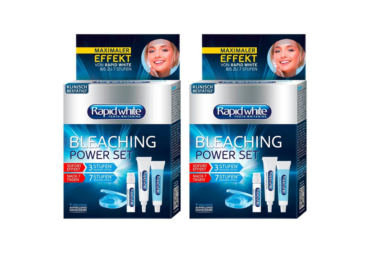 Rapid white Zahnbleaching-Kit Zahnaufhellung Bleaching Power Set Zahnweiß teeth Whitening 2er Pack von Rapid white