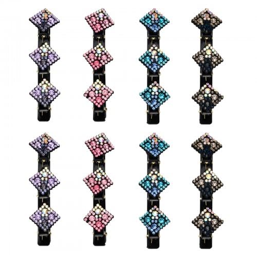 8 Stück Kristallblume Damen Haarspangen mit 3 Clips, Funkelnde Strass Haarspange, Modische Doppelschicht Haarklammer, Entenschnabel Haarspange, Perfekt für Jeden Anlass von Rapidbok