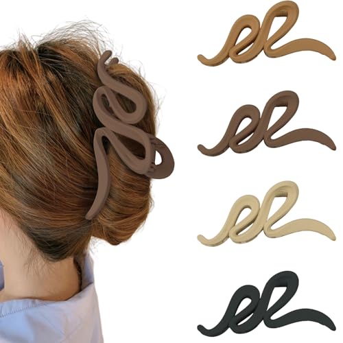 Rapidbok 4 Stück Große Haarklammer mit Wellenform,13cm Große Haarklammer Rutschfeste,Groß Gefrostet Haarklammer,Damen Haarspangen Set,Modische Acryl-Haarklammern Styling-Zubehör von Rapidbok