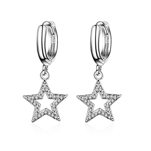 chenyesun Creolen Damen Lange Sterne Ohrhänger elegant Ohrringe Silber 925 Braut Ohrringe Hängend für Frauen,Mädchen von chenyesun