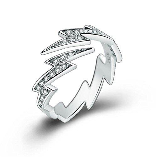 Rapidly Damen Ringe Persönlichkeits-Blitz-ECG S925 WellenSilber-Ring Damen Partnerring Geschenk Geburtstag Mutter Freundin Tochter von Rapidly