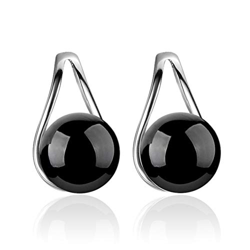 Rapidly Natur Klar Edelstein Tropfenform Ohrringe 925 Sterling Silber Ohrstecker Opal Ohrhänger für Damen Ohrschmuck Natürliche Achat Mode Ohrringe (Schwarz) von Rapidly