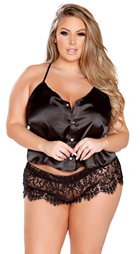 Rapidly Negligee Nachtwäsche Damen Ouvert Erotik Lingerie V Ausschnitt Reizwäsche 2-teiliges Dessous Set Spitze Pyjamas Übergroße Pyjamas aus Eisseide Nachthemd (5XL) von Rapidly