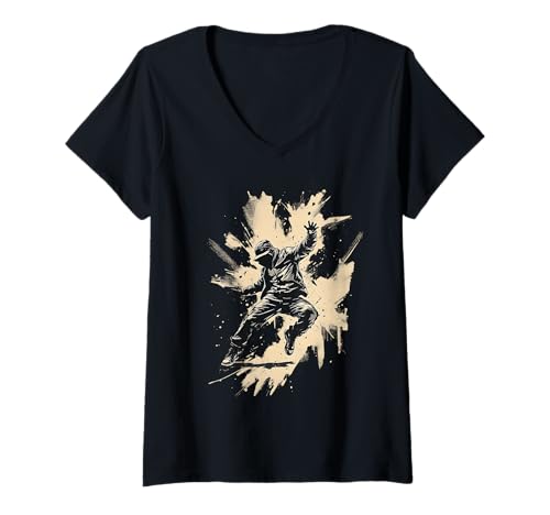 Damen Hip-Hop-Rapper Graffiti Vibe Urban Streetwear Studio T-Shirt mit V-Ausschnitt von Rapper Graphic Tees Men Hip Hop Streetwear