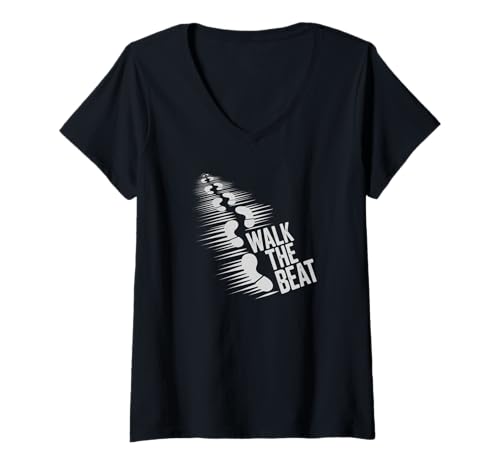 Damen Walk The Beat Musik und Tanz Grafik Hip Hop Rap T-Shirt mit V-Ausschnitt von Rapper Graphic Tees Men Hip Hop Streetwear