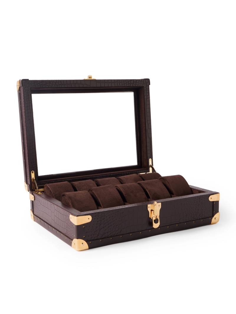 Rapport London - 10-Piece Croc-Effect Leather Watch Box - Men - Brown von Rapport London