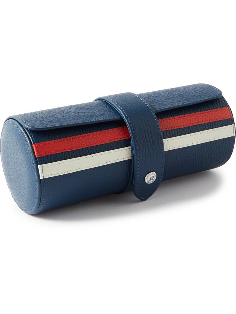 Rapport London - Greenwich Range Striped Full-Grain Leather Three-Piece Watch Roll - Men - Blue von Rapport London