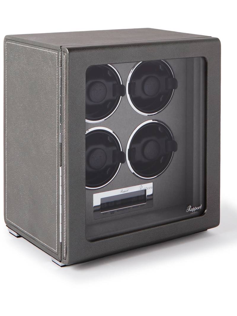 Rapport London - Quantum Quad Leather-Wrapped Cedar and Glass Watch Winder - Men - Gray von Rapport London