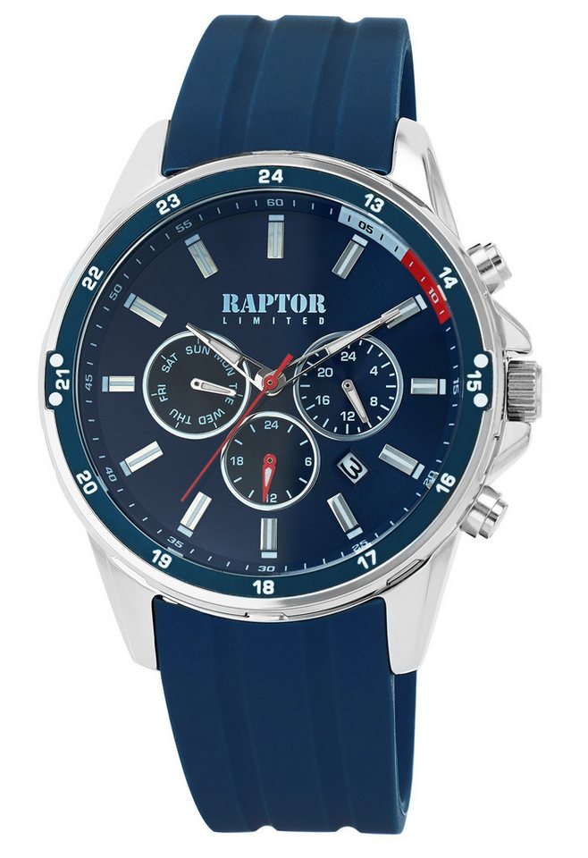 Raptor Limited Quarzuhr Fillip mit Silikonarmband, Datumsanzeige, inkl. Geschenkbox von Raptor Limited
