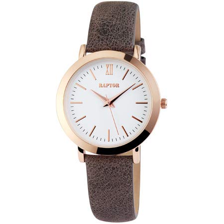 Raptor Damen-Uhr Echt Leder Armband Klassisch rund Eleganz Analog Quarz RA10009 von Raptor