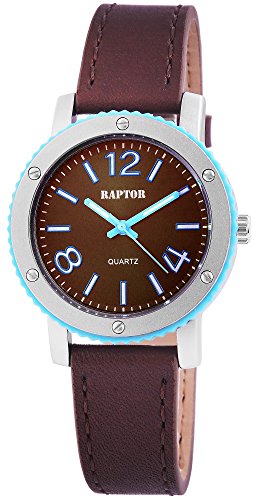 Raptor Mira Damen-Uhr Echtleder Armbanduhr Dornschließe Analog Quarz RA10081 von Raptor