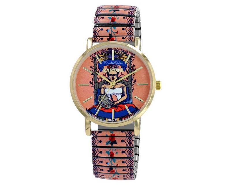 Raptor Armband Raptor Damenuhr RA10255-013 Frida Kahlo Edition mit Zugband Rosa Rosen (kein Set, 1-tlg., kein Set) von Raptor