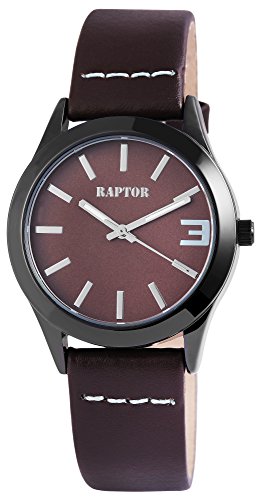 Raptor Damen-Uhr Armband Echt Leder Elegant Schlicht Analog Quarz RA10088 von Raptor