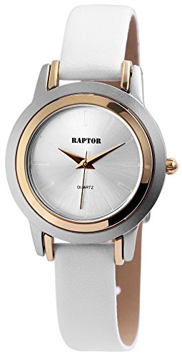 Raptor Damen-Uhr Armband Oberseite Echtleder Dornschließe Analog Quarzwerk RA10118 von Raptor