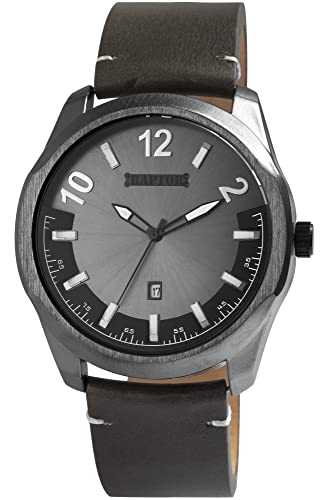 Raptor Charley Herren-Uhr Leder Datum Leuchtzeiger Analog Quarz RA20356 (Taupe grau) von Raptor
