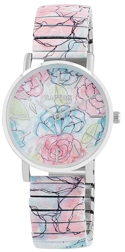 Raptor Colorful Edition Damen-Uhr Zugband Edelstahl Motiv Bunt Print Analog Quarz RA10205 von Raptor