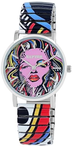 Raptor Colorful Edition Damen-Uhr Zugband Edelstahl Motiv Bunt Print Analog Quarz RA10205 von Raptor