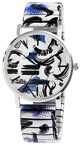 Raptor Colorful Edition Damen-Uhr Zugband Edelstahl Motiv Bunt Print Analog Quarz RA10205 von Raptor