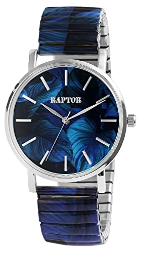 Raptor Colorful Edition Damen-Uhr Zugband Edelstahl Motiv Bunt Print Analog Quarz RA10205 von Raptor