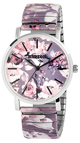 Raptor Colorful Edition Damen-Uhr Zugband Edelstahl Motiv Bunt Print Analog Quarz RA10205 von Raptor