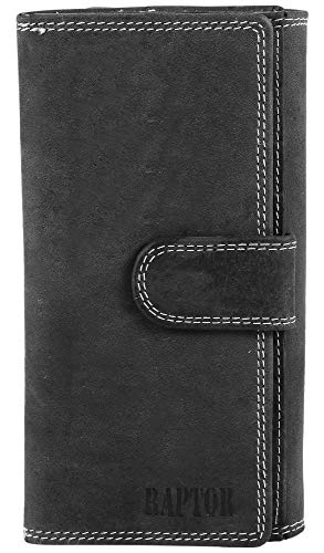 Raptor Damen-Geldbörse Echtleder Used Look 18x10cm Querfomat RA40025 von Raptor
