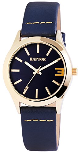 Raptor Damen-Uhr Armband Echt Leder Elegant Schlicht Analog Quarz RA10088 von Raptor