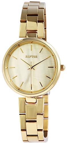 Raptor Damen-Uhr Armband Edelstahl Elegant Schlicht Rund Analog Quarz RA10182 (goldfarbig) von Raptor