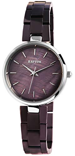 Raptor Damen-Uhr Armband Edelstahl Elegant Schlicht Rund Analog Quarz RA10182 (lila) von Raptor