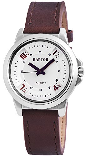 Raptor Damen - Uhr Armband Oberseite Echtleder Dornschließe Analog Quarz RA10158 von Raptor